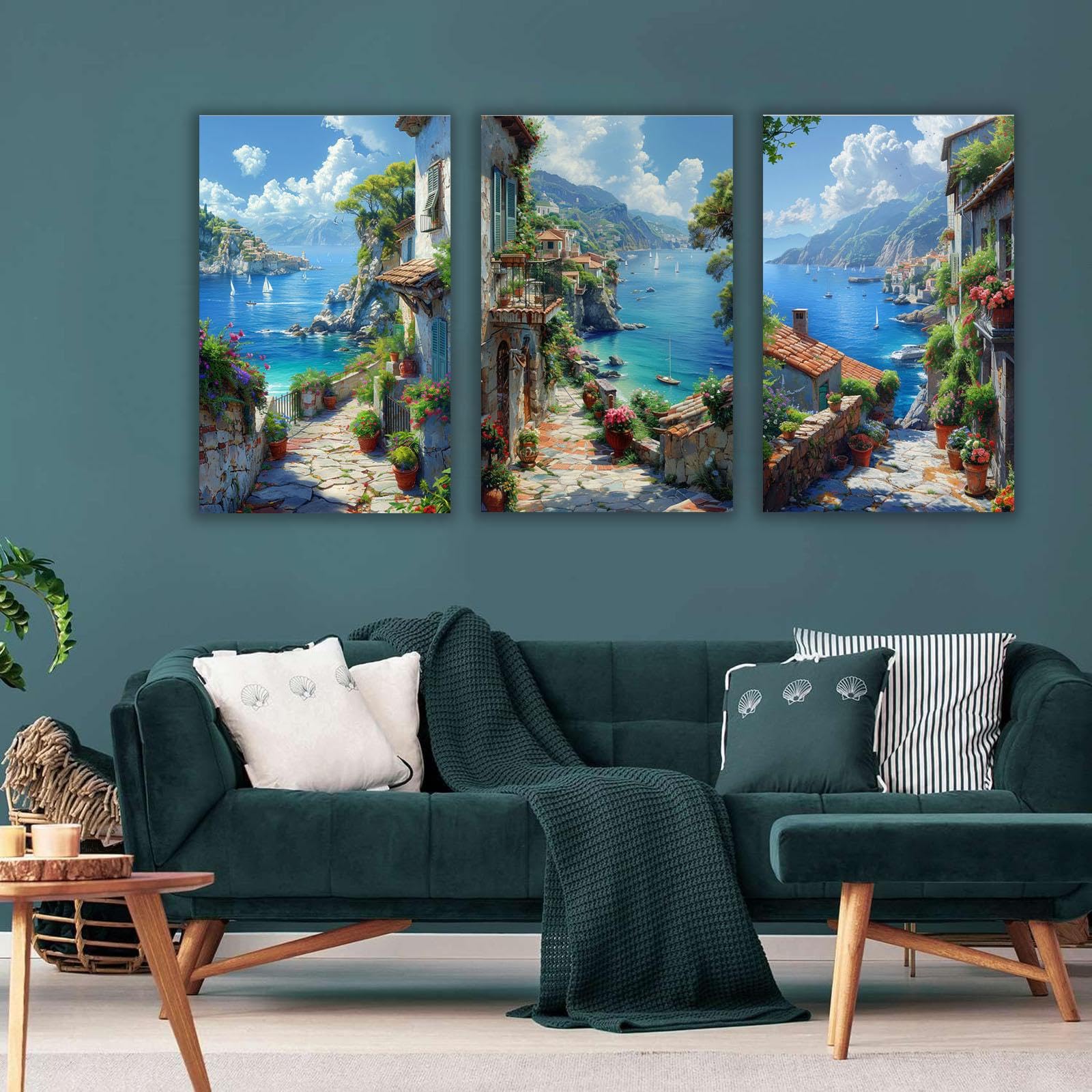Amazon.co.jp: SHYAMIC 3枚セット 海絵 アート海 自然風景, 海辺の街道